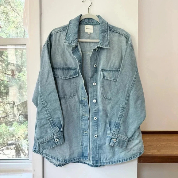 New Favorite Daughter The David Shacket Denim Jean Button Down Blue Large - Picture 6 of 17